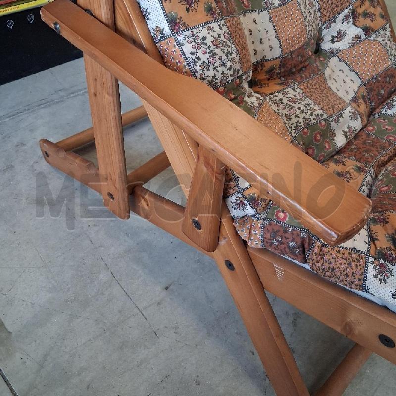 POLTRONA LEGNO RECLINABILE QUADRETTI  | Mercatino dell'Usato San giorgio del sannio 3