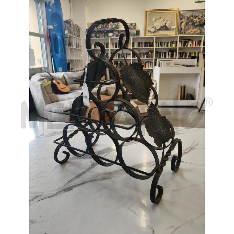 PORTA BOTTIGLIA CANTINETTA FERRO BATTUTO FOGLIE VITE  | Mercatino dell'Usato San giorgio del sannio 3