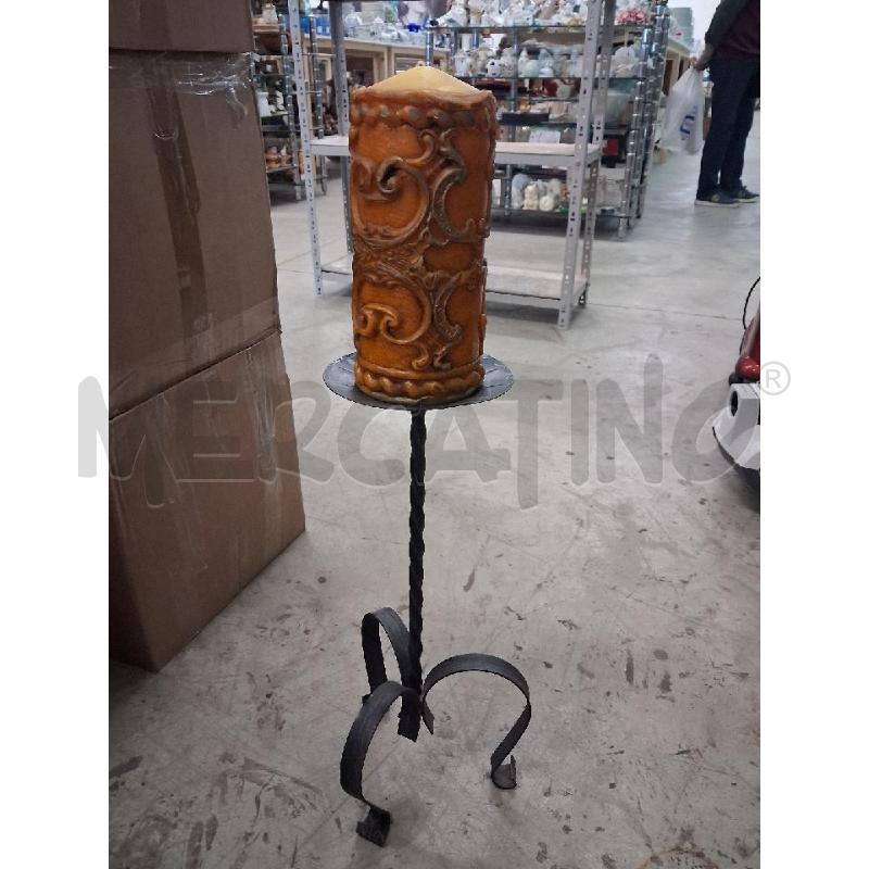 PORTA CANDELA FERRO BATTUTO CANDELA ARANCIO  | Mercatino dell'Usato San giorgio del sannio 1