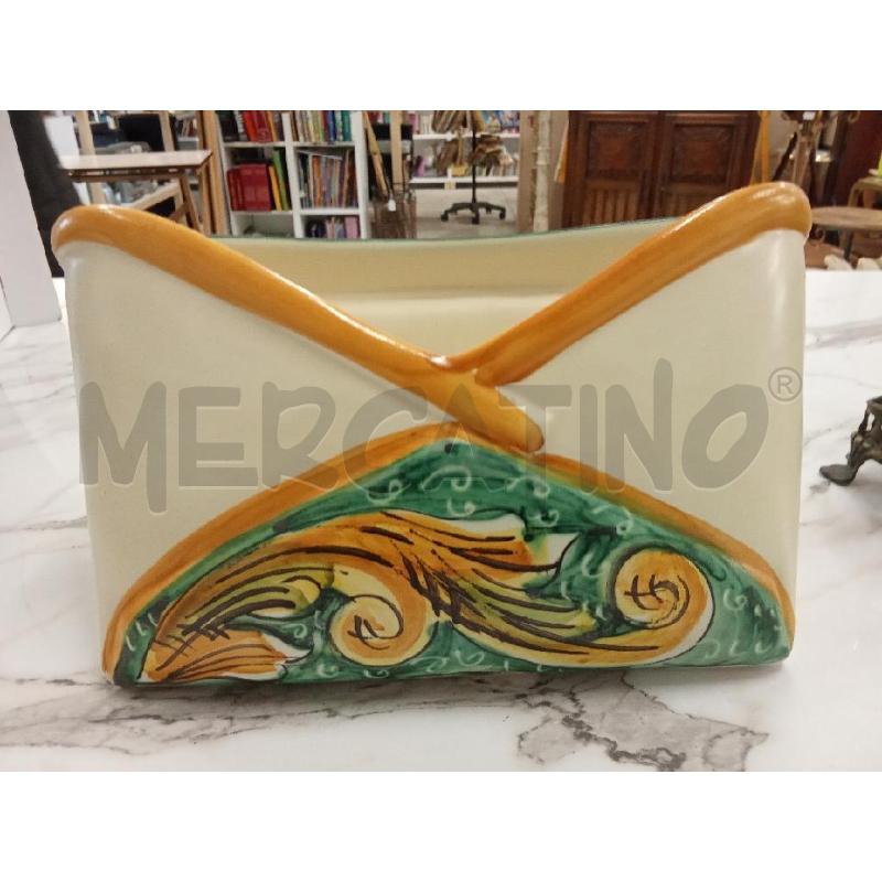 PORTA LETTERE CERAMCIA DEC A MANO GIALLO VERDE | Mercatino dell'Usato San giorgio del sannio 1