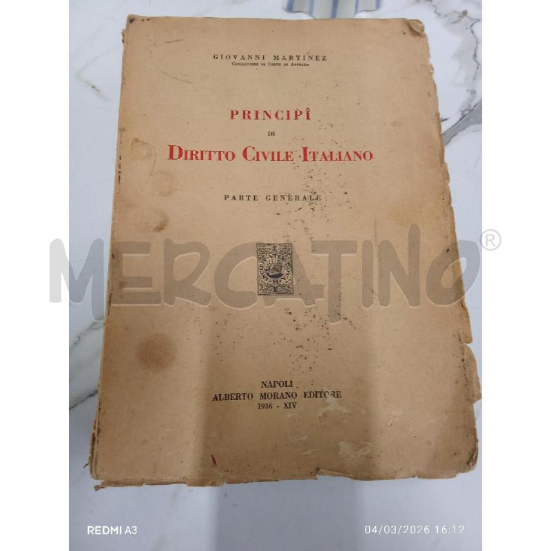  PRINCIPI DI DIRITTO CIVILE ITALIABNO NAPOLI 1936 | Mercatino dell'Usato San giorgio del sannio 1