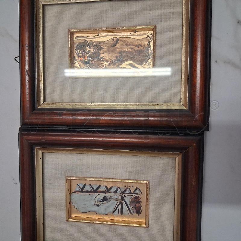 QUADRETTI TRIS DISEGNO DONNA SU LAMINA DORATA  | Mercatino dell'Usato San giorgio del sannio 2