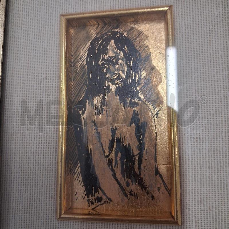 QUADRETTI TRIS DISEGNO DONNA SU LAMINA DORATA  | Mercatino dell'Usato San giorgio del sannio 3