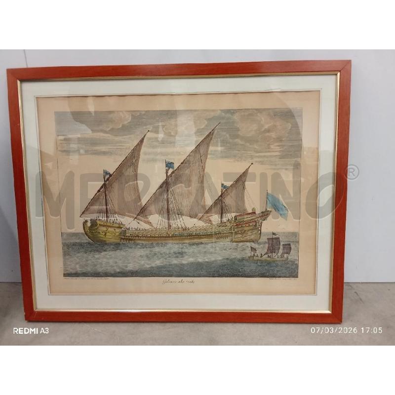 QUADRO CILIEGIO STAMPA TIMBRO FIORENTINO GALEASSE A LA VOIL | Mercatino dell'Usato San giorgio del sannio 1