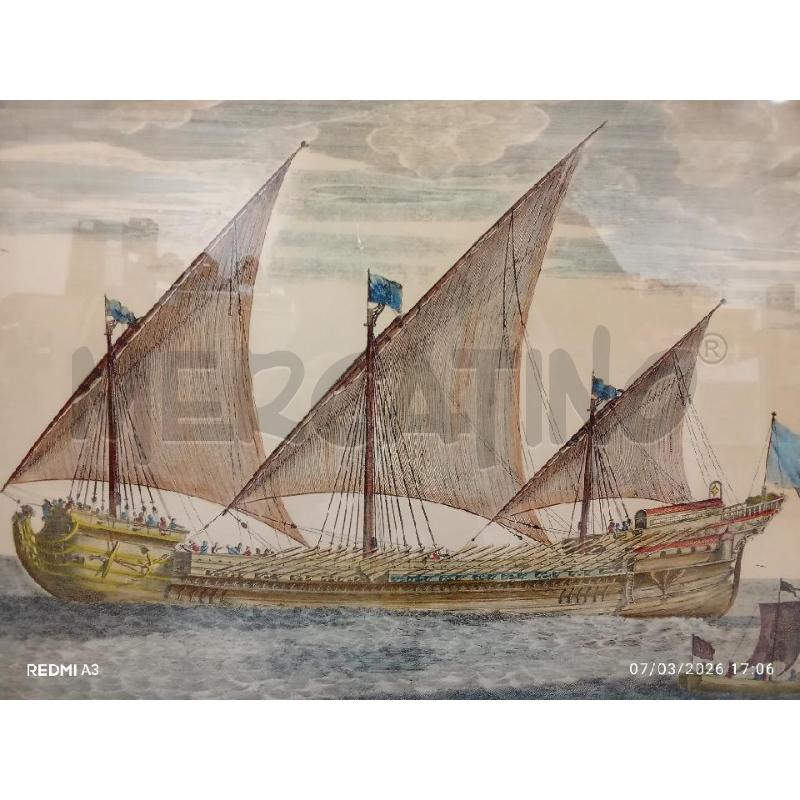 QUADRO CILIEGIO STAMPA TIMBRO FIORENTINO GALEASSE A LA VOIL | Mercatino dell'Usato San giorgio del sannio 3