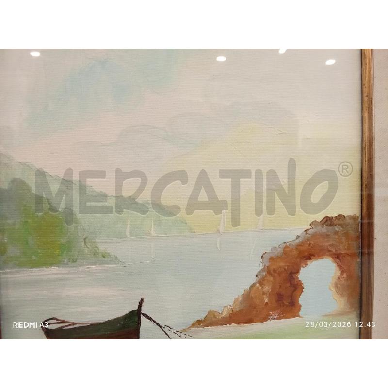 QUADRO CORNCIE DORATA TELA BARCHE MARE  | Mercatino dell'Usato San giorgio del sannio 5