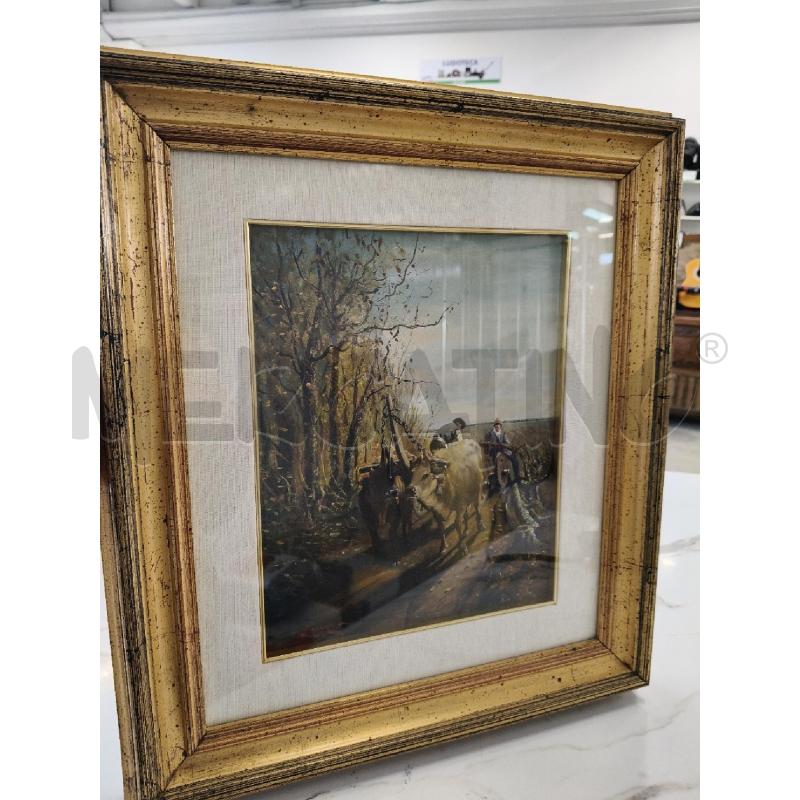 QUADRO CORNICE DORATA DIPINTO BUOI LANZA  | Mercatino dell'Usato San giorgio del sannio 1