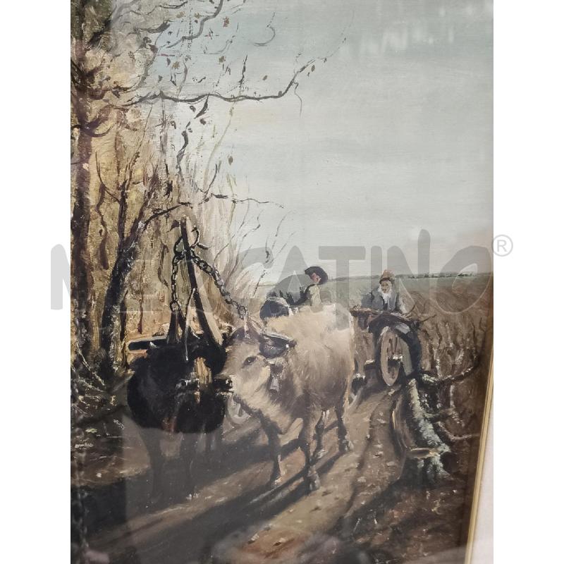 QUADRO CORNICE DORATA DIPINTO BUOI LANZA  | Mercatino dell'Usato San giorgio del sannio 2