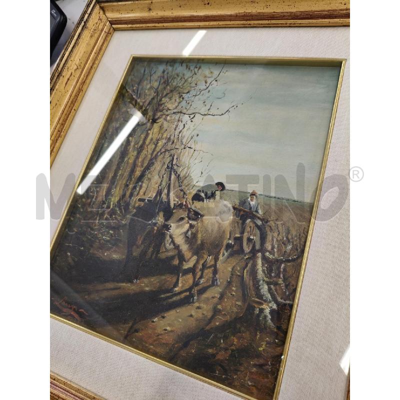 QUADRO CORNICE DORATA DIPINTO BUOI LANZA  | Mercatino dell'Usato San giorgio del sannio 4