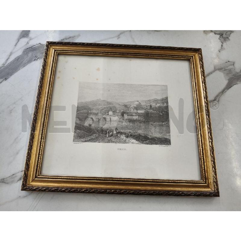QUADRO CORNICE DORATA STAMPA VECCHIA TORINO  | Mercatino dell'Usato San giorgio del sannio 1