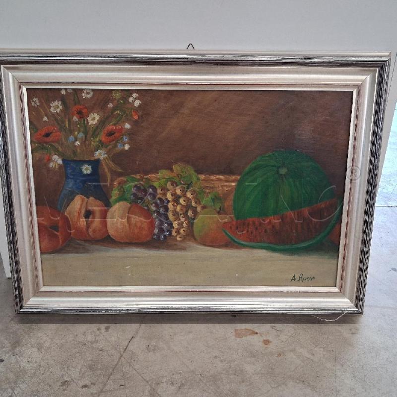 QUADRO CORNICE GRIGIA FRUTTA SU TAVOLO  | Mercatino dell'Usato San giorgio del sannio 1