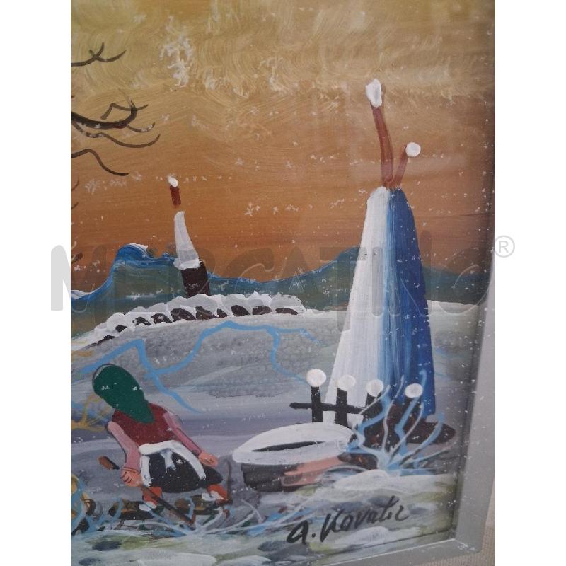 QUADRO C ARGENTATA TELA PAESAGGO NAIF A KOVATIC | Mercatino dell'Usato San giorgio del sannio 3