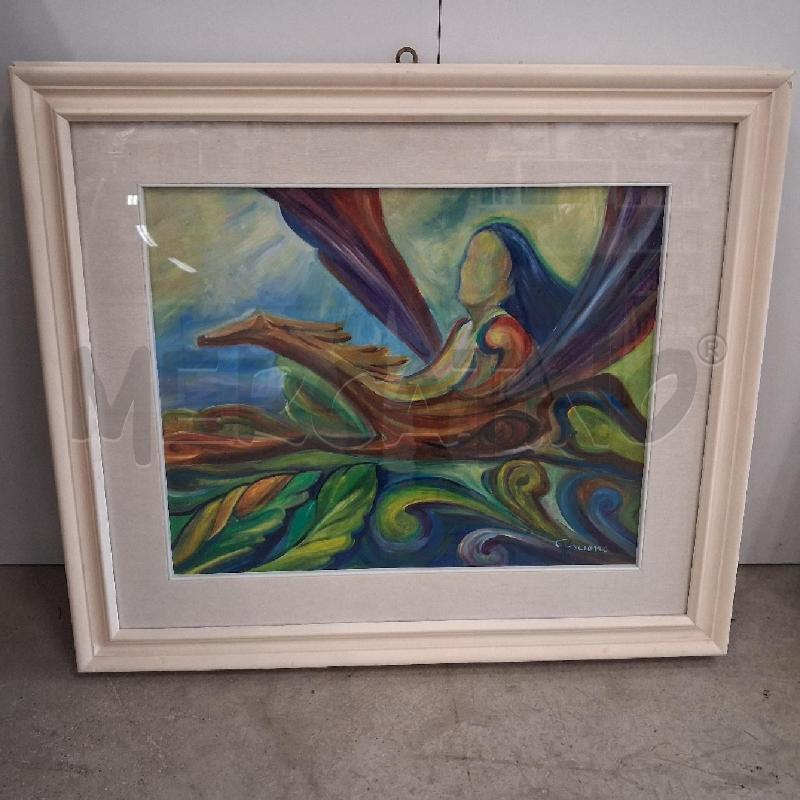 QUADRO C BIANCA DONNA SU CAVALLO ALATO  | Mercatino dell'Usato San giorgio del sannio 1