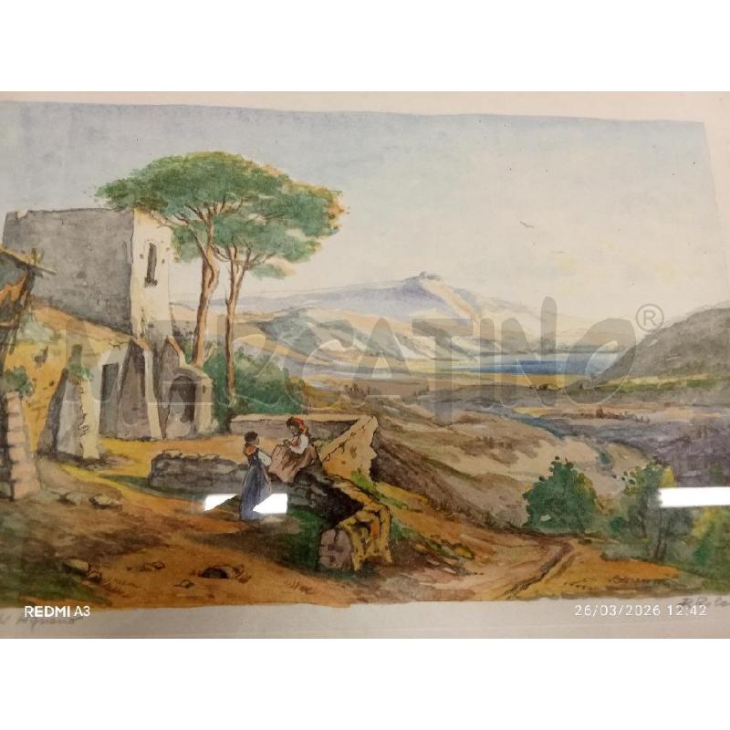 QUADRO C DORATA ACQUARELLO VEDUTA DI AGNANO  | Mercatino dell'Usato San giorgio del sannio 3