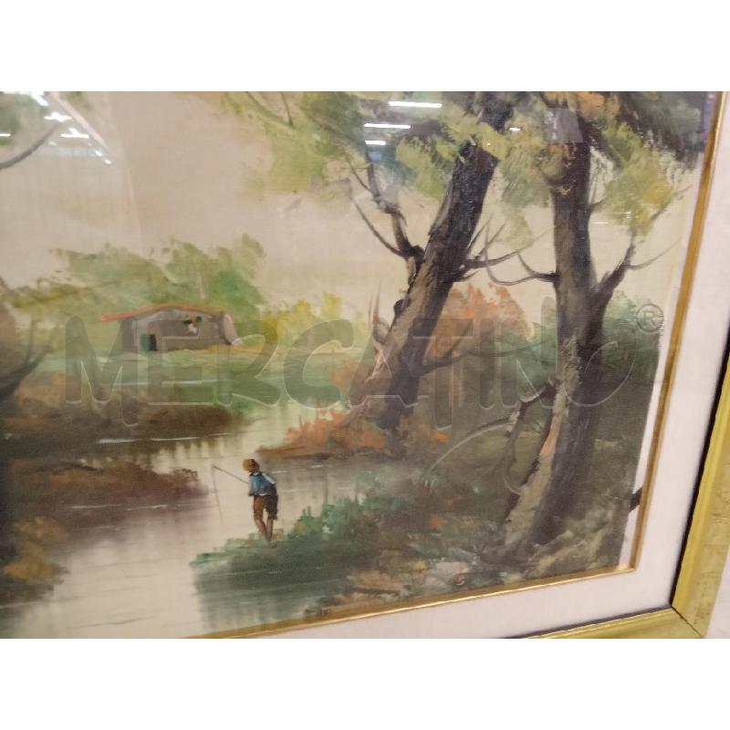 QUADRO C DORATA ALBERI LAGHETTO PESCATORE | Mercatino dell'Usato San giorgio del sannio 3