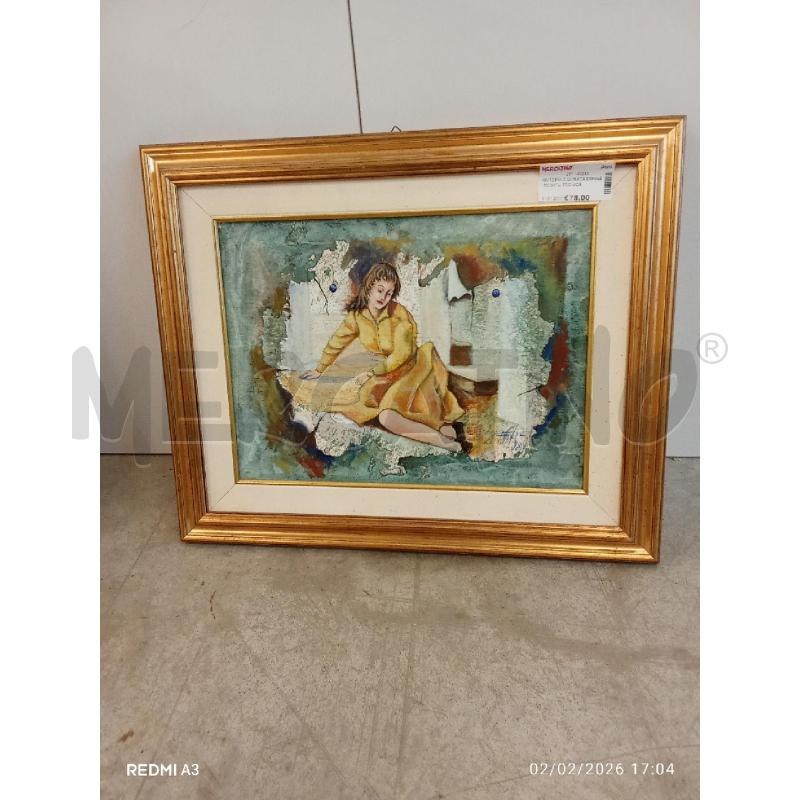 QUADRO C DORATA DONNA SEDUTA TECNICA MISTA SU TELA  | Mercatino dell'Usato San giorgio del sannio 1