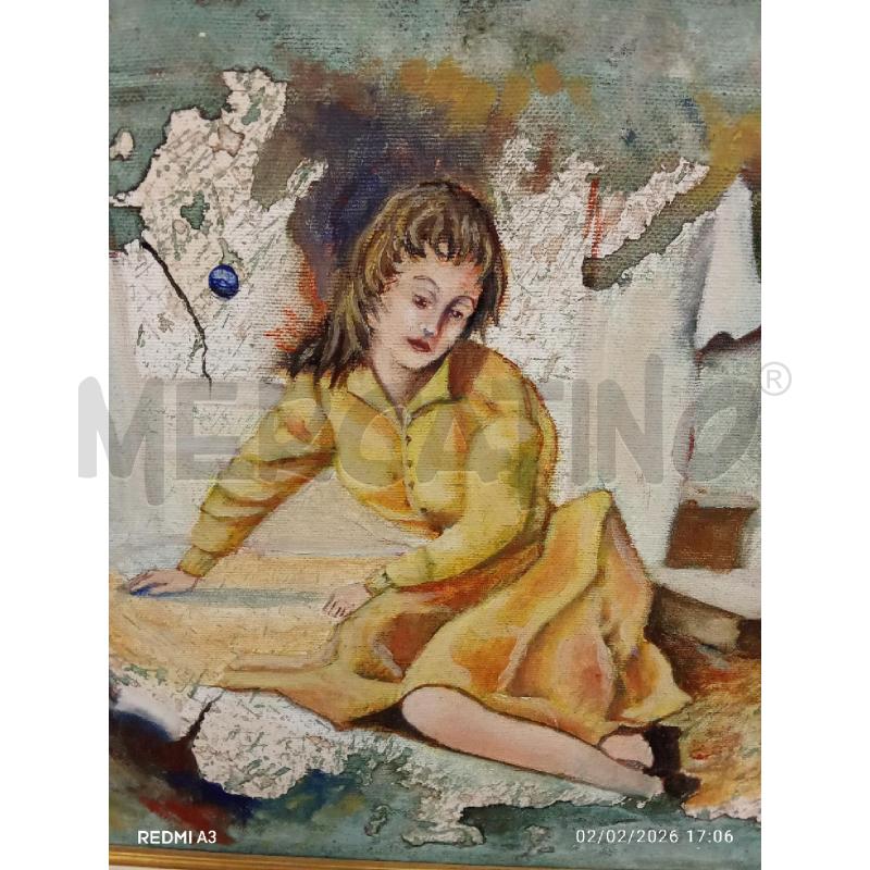 QUADRO C DORATA DONNA SEDUTA TECNICA MISTA SU TELA  | Mercatino dell'Usato San giorgio del sannio 3