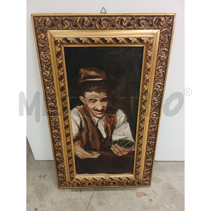 QUADRO C DORATA GIOCATORE DI CARTE CON PIPA  | Mercatino dell'Usato San giorgio del sannio 1