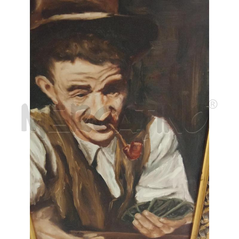 QUADRO C DORATA GIOCATORE DI CARTE CON PIPA  | Mercatino dell'Usato San giorgio del sannio 3