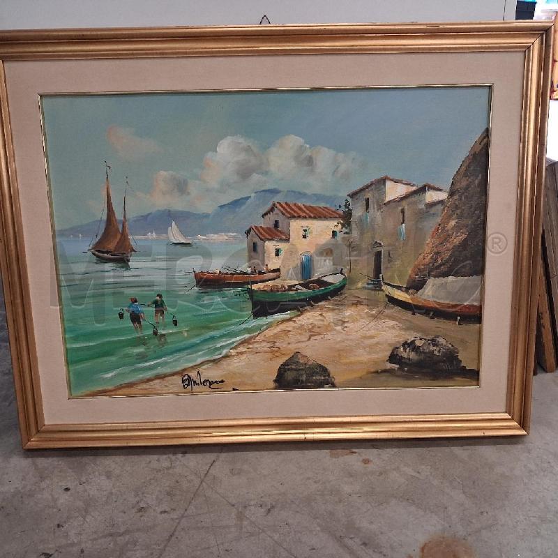 QUADRO C DORATA PAESAGGIO MARINO TELA  | Mercatino dell'Usato San giorgio del sannio 1