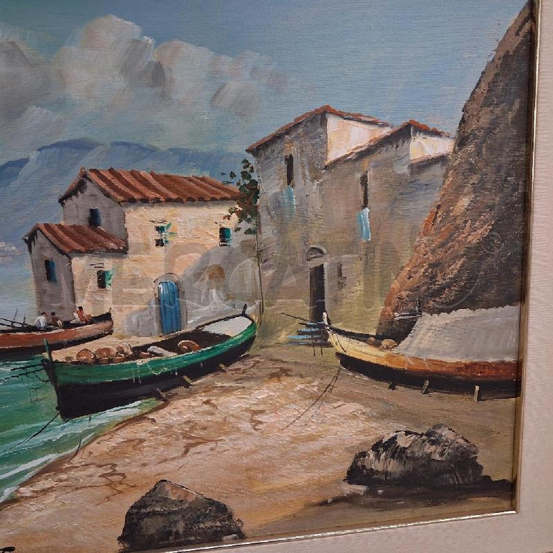 QUADRO C DORATA PAESAGGIO MARINO TELA  | Mercatino dell'Usato San giorgio del sannio 3