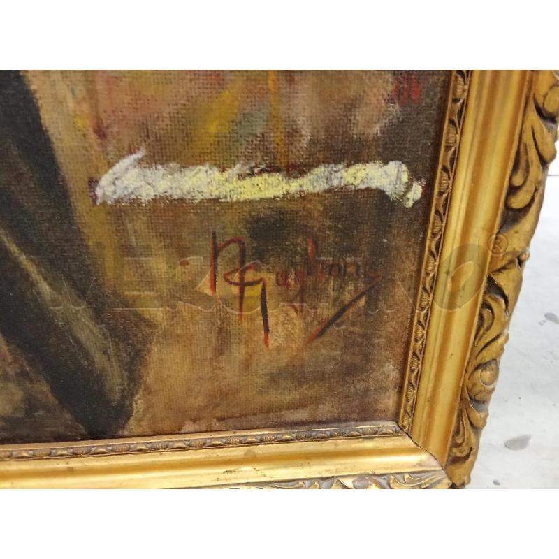 QUADRO C DORATA SCENA FAMILIARE BAMBINO CON VECCHIETTO  | Mercatino dell'Usato San giorgio del sannio 5