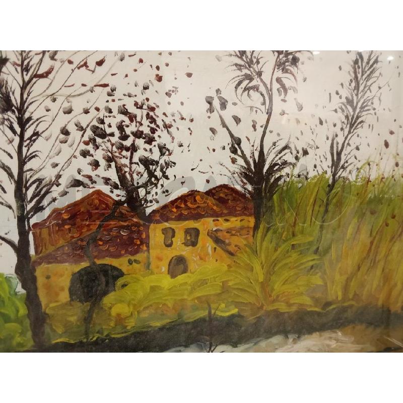 QUADRO C DORATA TELA PAESAGGIO RURALE ESPRESSIONISTA  | Mercatino dell'Usato San giorgio del sannio 3