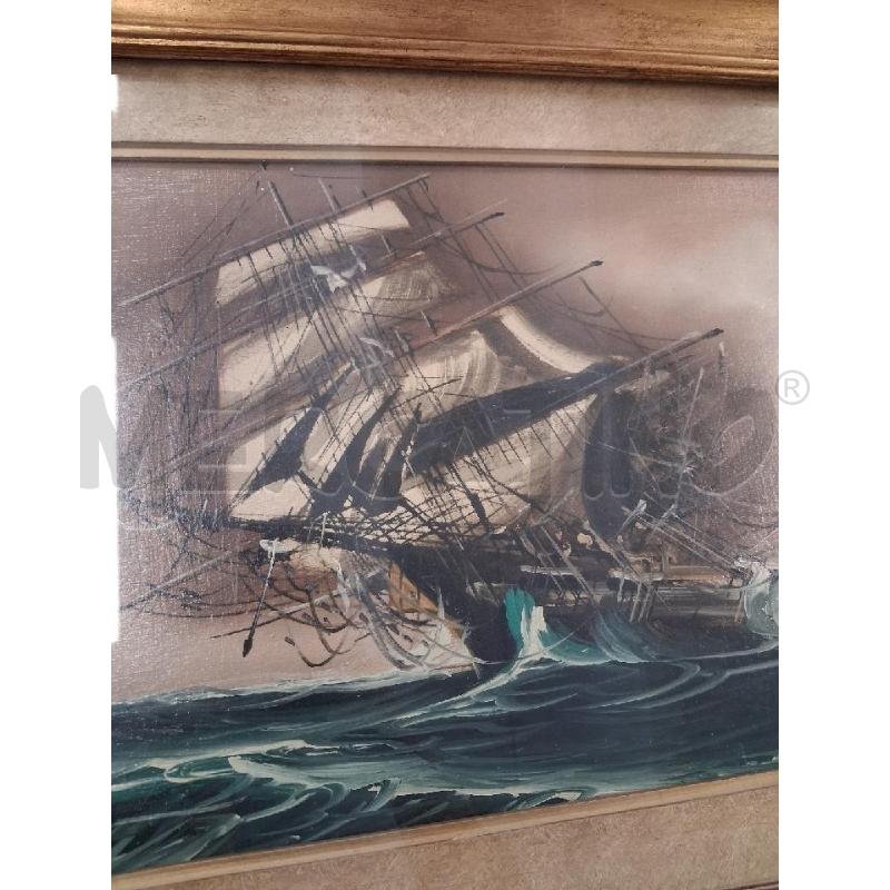 QUADRO C DORATA TELA VELA IN MAREGGIATA  | Mercatino dell'Usato San giorgio del sannio 3