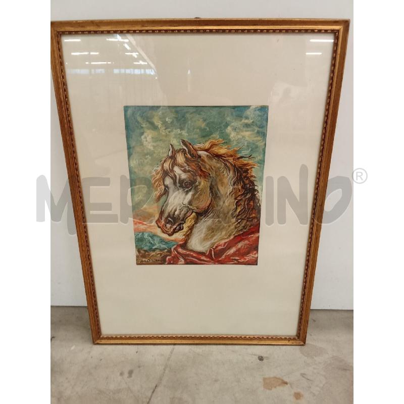QUADRO C DORATA VOLTO CAVALLO BIANCO CRINIERA BIONADA  | Mercatino dell'Usato San giorgio del sannio 1