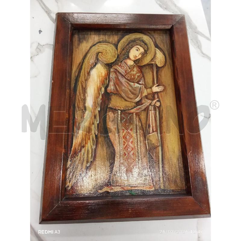 QUADRO C LEGNO ANGELO OLIO SU TAVOLA  | Mercatino dell'Usato San giorgio del sannio 1