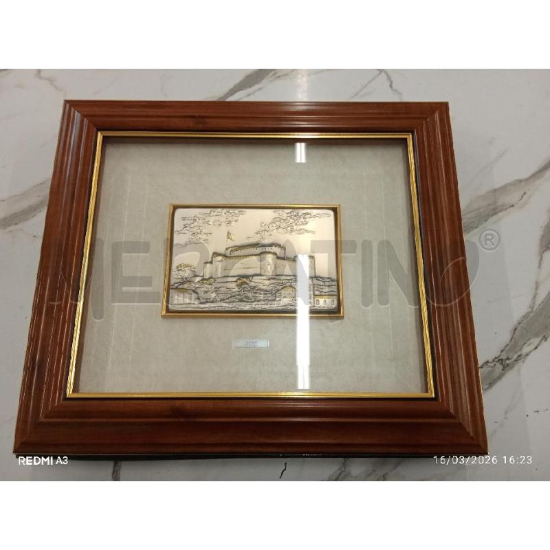 QUADRO C LEGNO BASSORILIEVO ARGENTATO CASTELLO DI GORIZIA  | Mercatino dell'Usato San giorgio del sannio 1