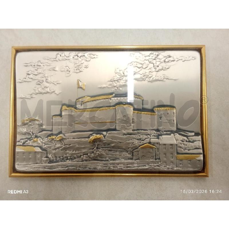 QUADRO C LEGNO BASSORILIEVO ARGENTATO CASTELLO DI GORIZIA  | Mercatino dell'Usato San giorgio del sannio 3