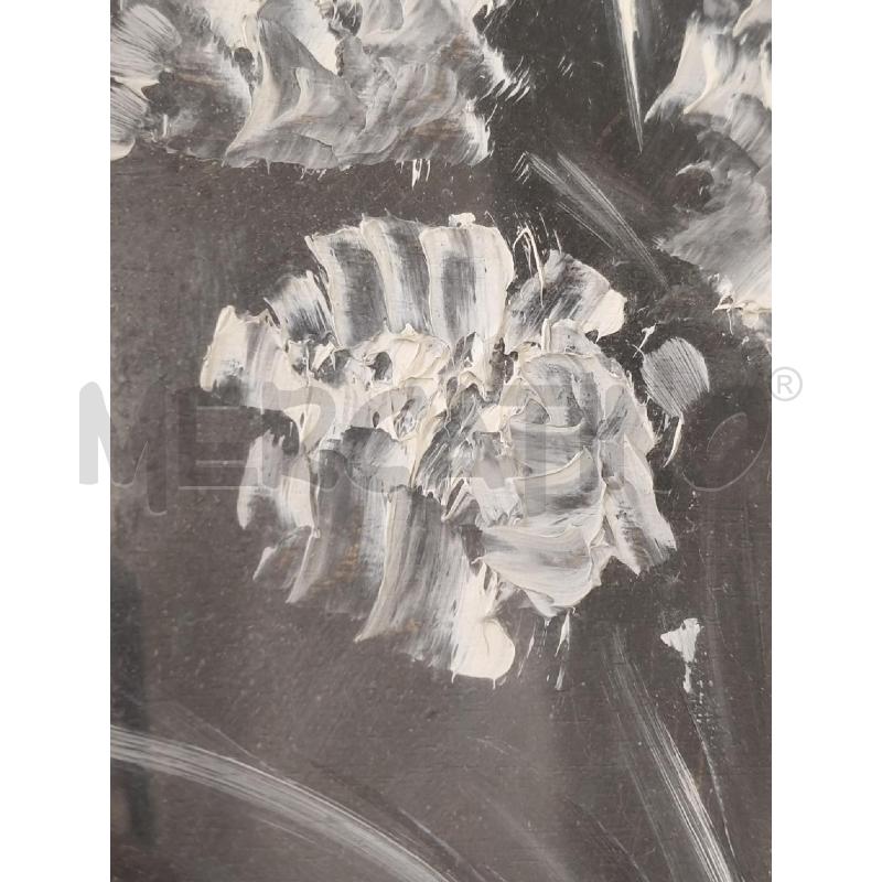 QUADRO C LEGNO DIPINTO FIORI BIANCO NERO RESCIGNO  | Mercatino dell'Usato San giorgio del sannio 2