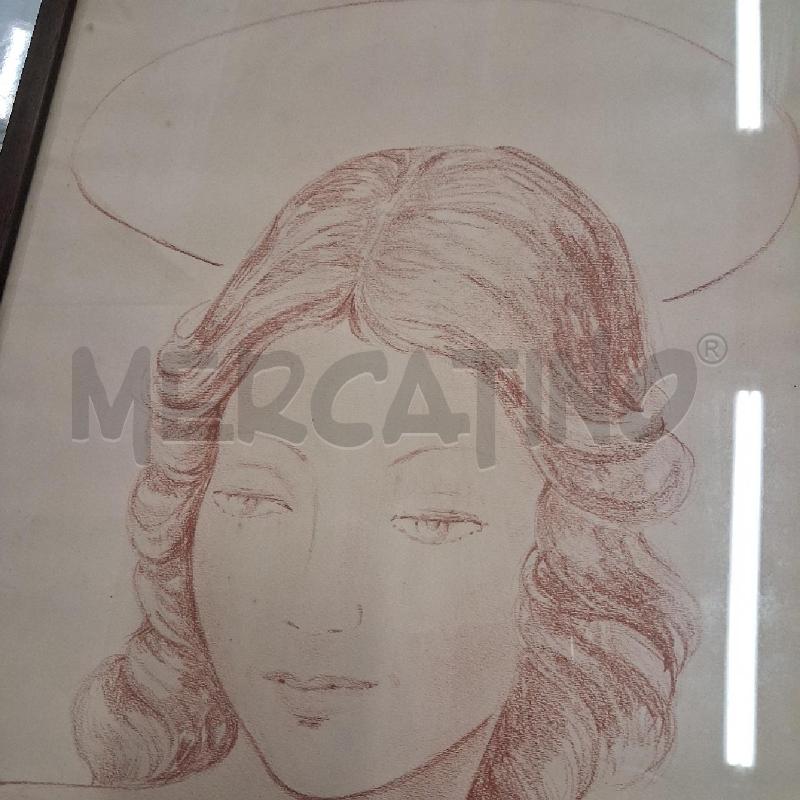 QUADRO C LEGNO DISEGNO MATITA SANGUIGNA DONNA AUREOLA | Mercatino dell'Usato San giorgio del sannio 3