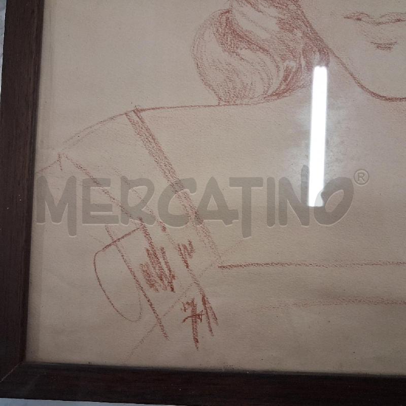 QUADRO C LEGNO DISEGNO MATITA SANGUIGNA DONNA AUREOLA | Mercatino dell'Usato San giorgio del sannio 5