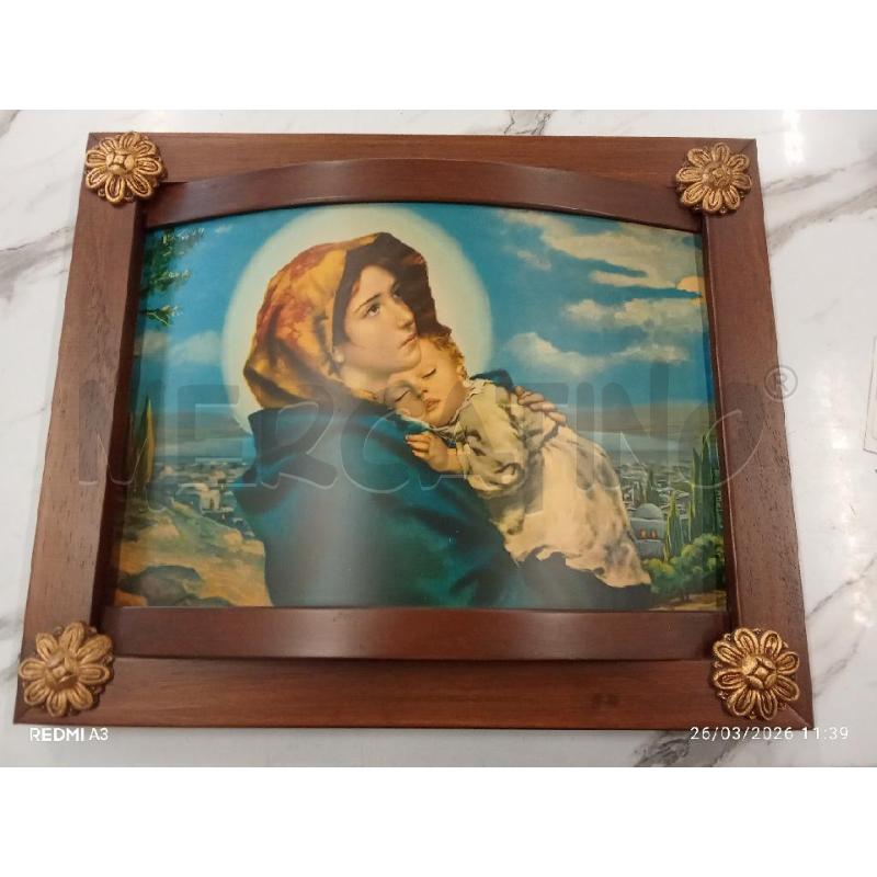 QUADRO C LEGNO MADONNINA CON BAMBINO APPLICAZIONI DORATE  | Mercatino dell'Usato San giorgio del sannio 1