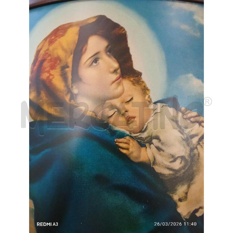 QUADRO C LEGNO MADONNINA CON BAMBINO APPLICAZIONI DORATE  | Mercatino dell'Usato San giorgio del sannio 3