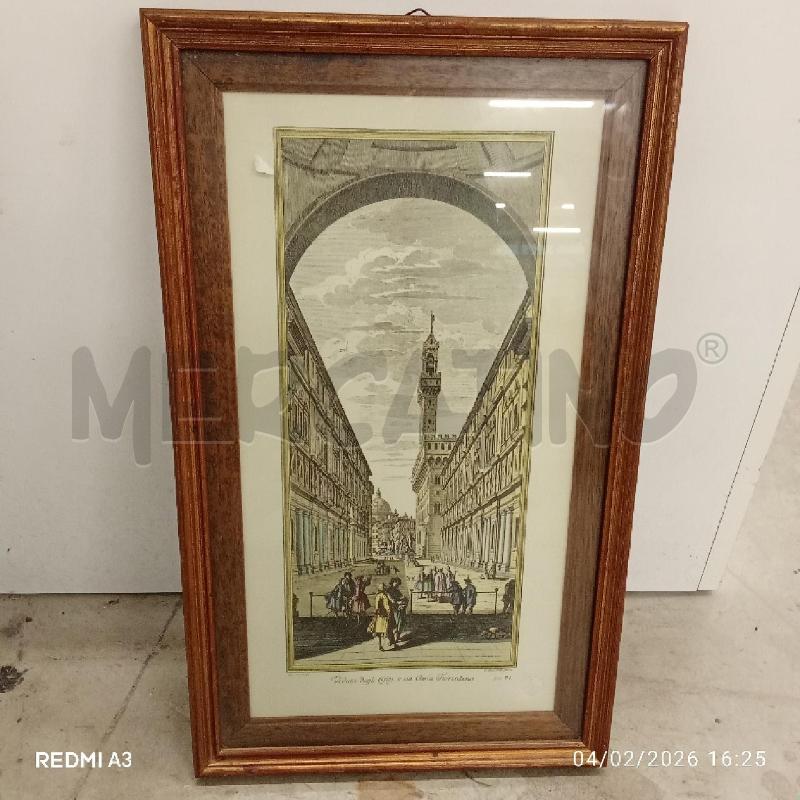 QUADRO C LEGNO STAMPA FIORENTINA VEDUTA UFFIZI  | Mercatino dell'Usato San giorgio del sannio 1
