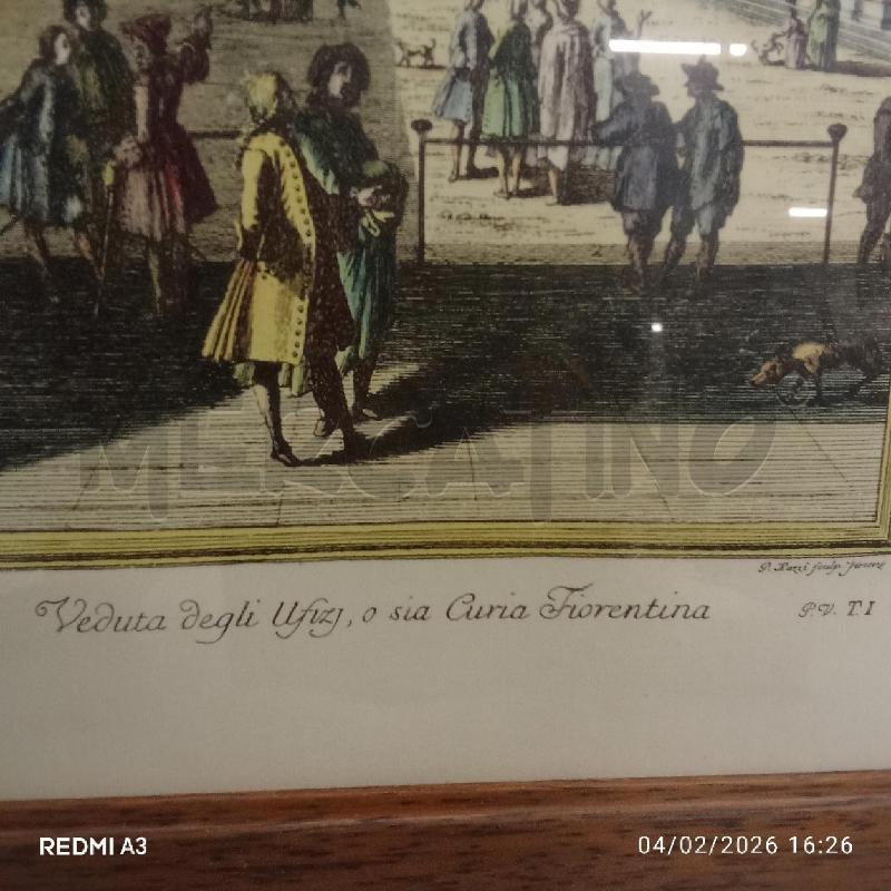 QUADRO C LEGNO STAMPA FIORENTINA VEDUTA UFFIZI  | Mercatino dell'Usato San giorgio del sannio 2