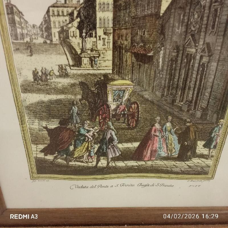 QUADRO C LEGNO STAMPA FIROENTINA VEDUTA DAL PONTE  | Mercatino dell'Usato San giorgio del sannio 2