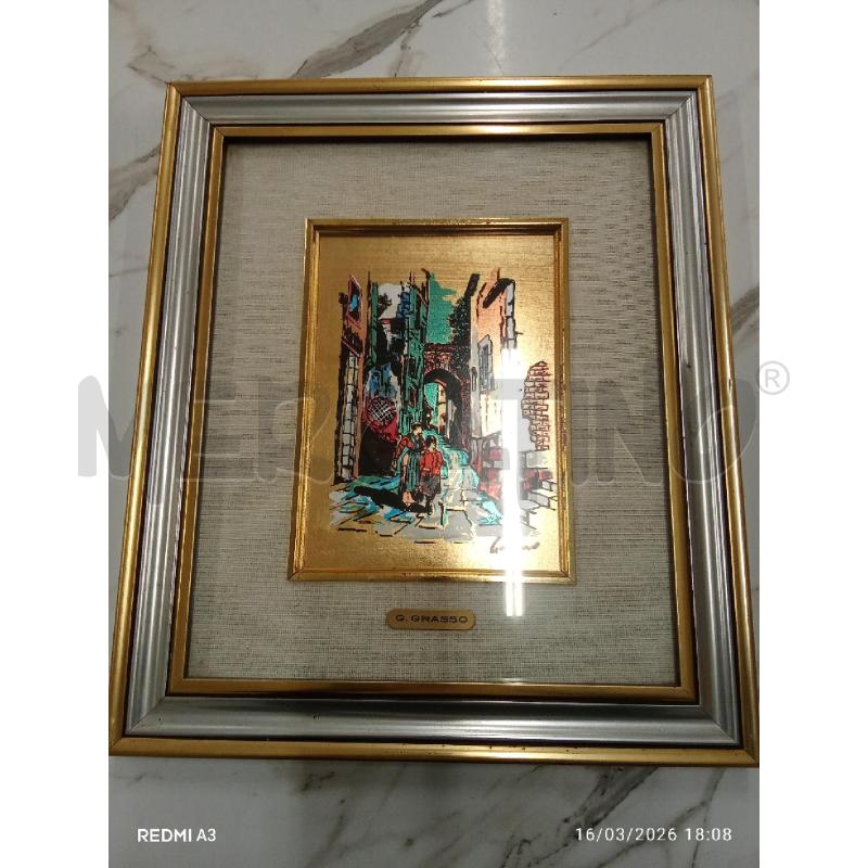 QUADRO C RGENTATA DORATA DIP SU LAMINA G GRASSO  | Mercatino dell'Usato San giorgio del sannio 1