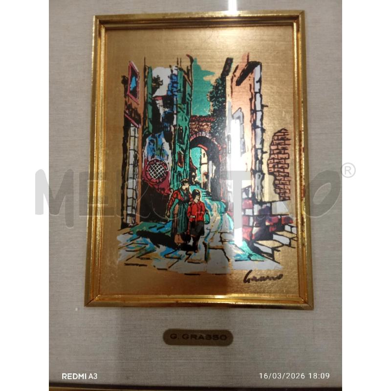 QUADRO C RGENTATA DORATA DIP SU LAMINA G GRASSO  | Mercatino dell'Usato San giorgio del sannio 3