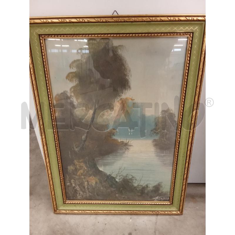 QUADRO C VERDE DORATO STILE VENEZINAO LAGHETTO STROZZO  | Mercatino dell'Usato San giorgio del sannio 1