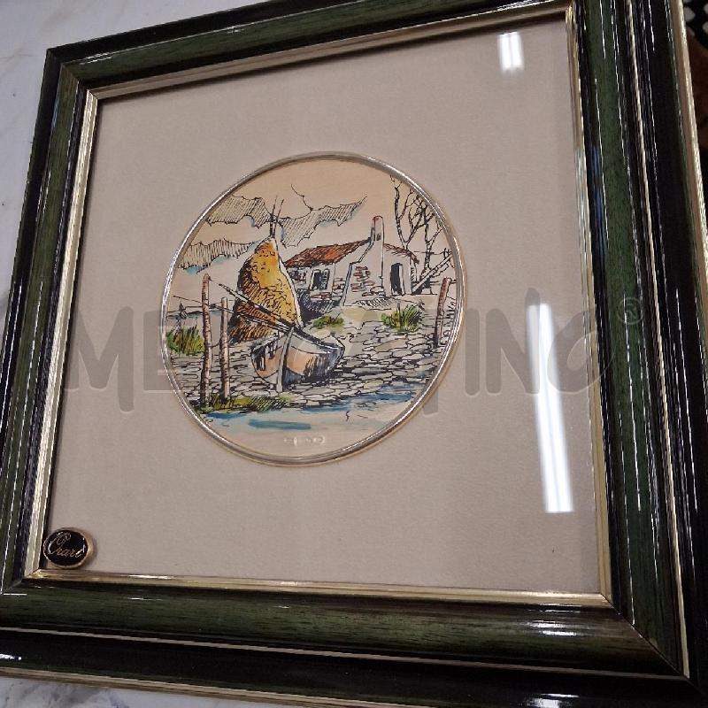 QUADRO C VERDE TONDO CASETTA SU LAMINA  | Mercatino dell'Usato San giorgio del sannio 1