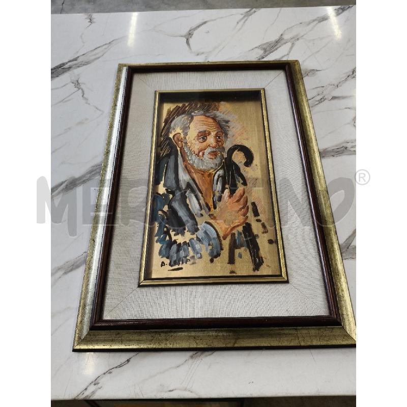 QUADRO SU LAMINA VECCHIETTO CON BASTONE A.LESIA   | Mercatino dell'Usato San giorgio del sannio 1