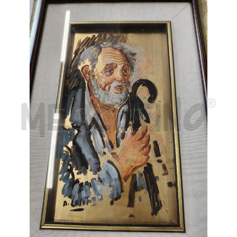 QUADRO SU LAMINA VECCHIETTO CON BASTONE A.LESIA   | Mercatino dell'Usato San giorgio del sannio 2