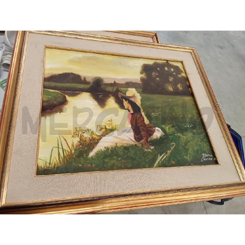 QUADRO TELA DONNA AL LAGO MARIO OCONE 89 | Mercatino dell'Usato San giorgio del sannio 1