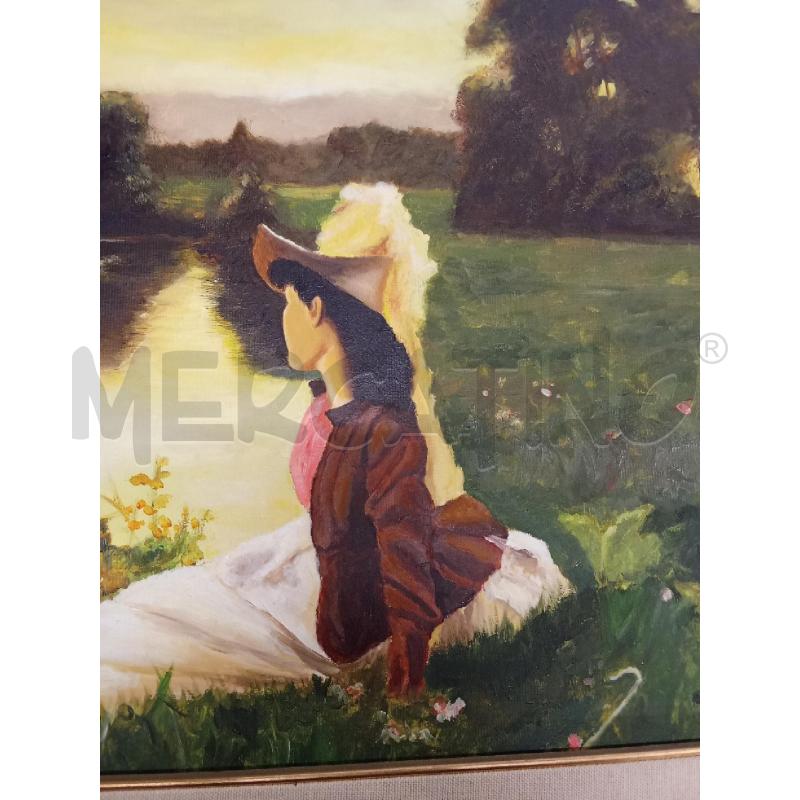 QUADRO TELA DONNA AL LAGO MARIO OCONE 89 | Mercatino dell'Usato San giorgio del sannio 3