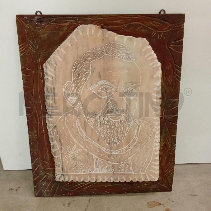QUADRO VOLTO PADRE PIO INCISO A MANO MIMÌ ROMANO  | Mercatino dell'Usato San giorgio del sannio 1