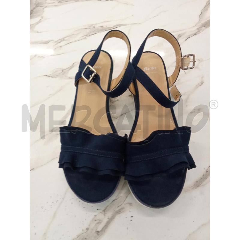 SANDALI DONNA BLU VELLUTINO BATA  | Mercatino dell'Usato San giorgio del sannio 1